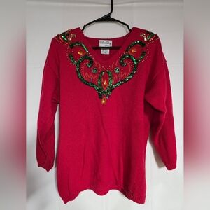 Vintage Chealsea Way Red Embellished Women's Sweater